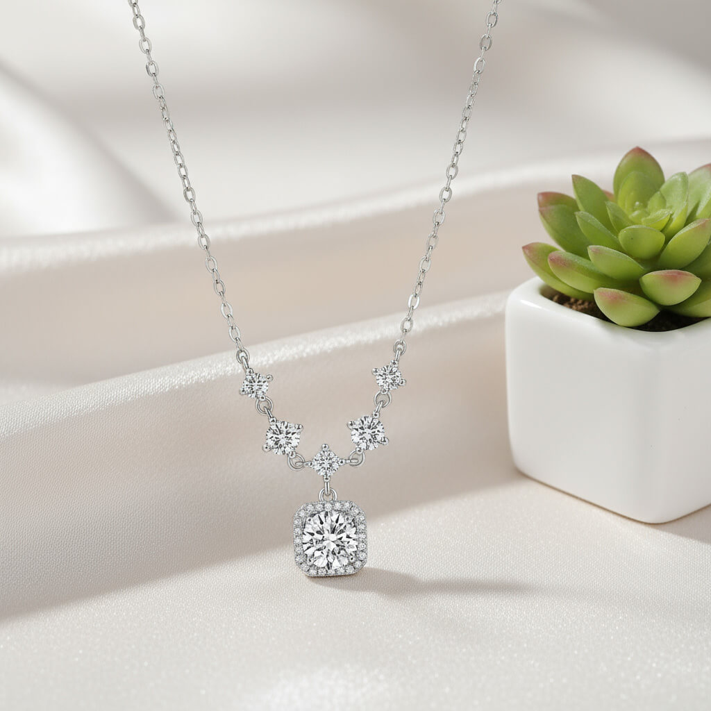 1 سلسلة مويسانايت فضة 925 بحجر 1 قيراط فخم ولمعة ماسية فاخرة - الصورة 1