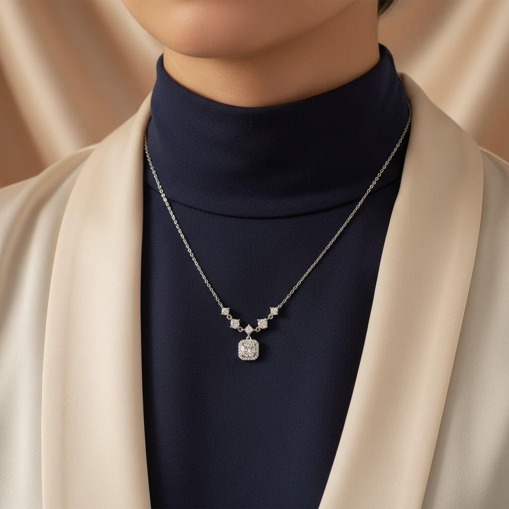 2 سلسلة مويسانايت فضة 925 بحجر 1 قيراط فخم ولمعة ماسية فاخرة - الصورة 2