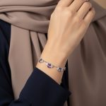 اسورة فضة 925 بتصميم خرز مرصع بزركون بنفسجي مميز - الصورة 2