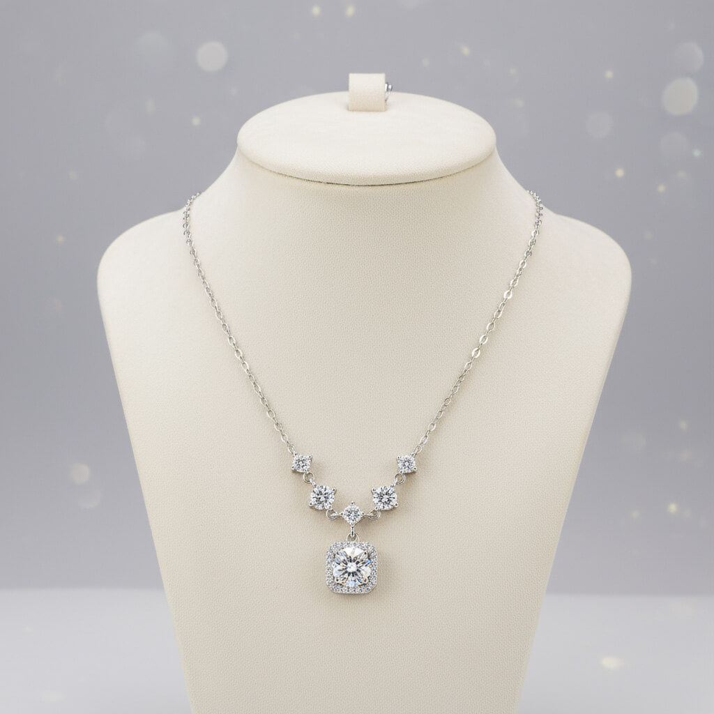 3 سلسلة مويسانايت فضة 925 بحجر 1 قيراط فخم ولمعة ماسية فاخرة - الصورة 3