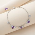 اسورة فضة 925 بتصميم خرز مرصع بزركون بنفسجي مميز - الصورة 3
