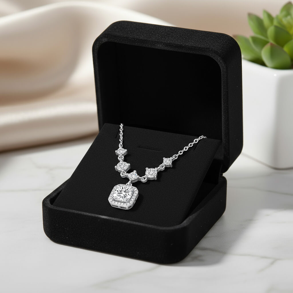 4 سلسلة مويسانايت فضة 925 بحجر 1 قيراط فخم ولمعة ماسية فاخرة - الصورة 4