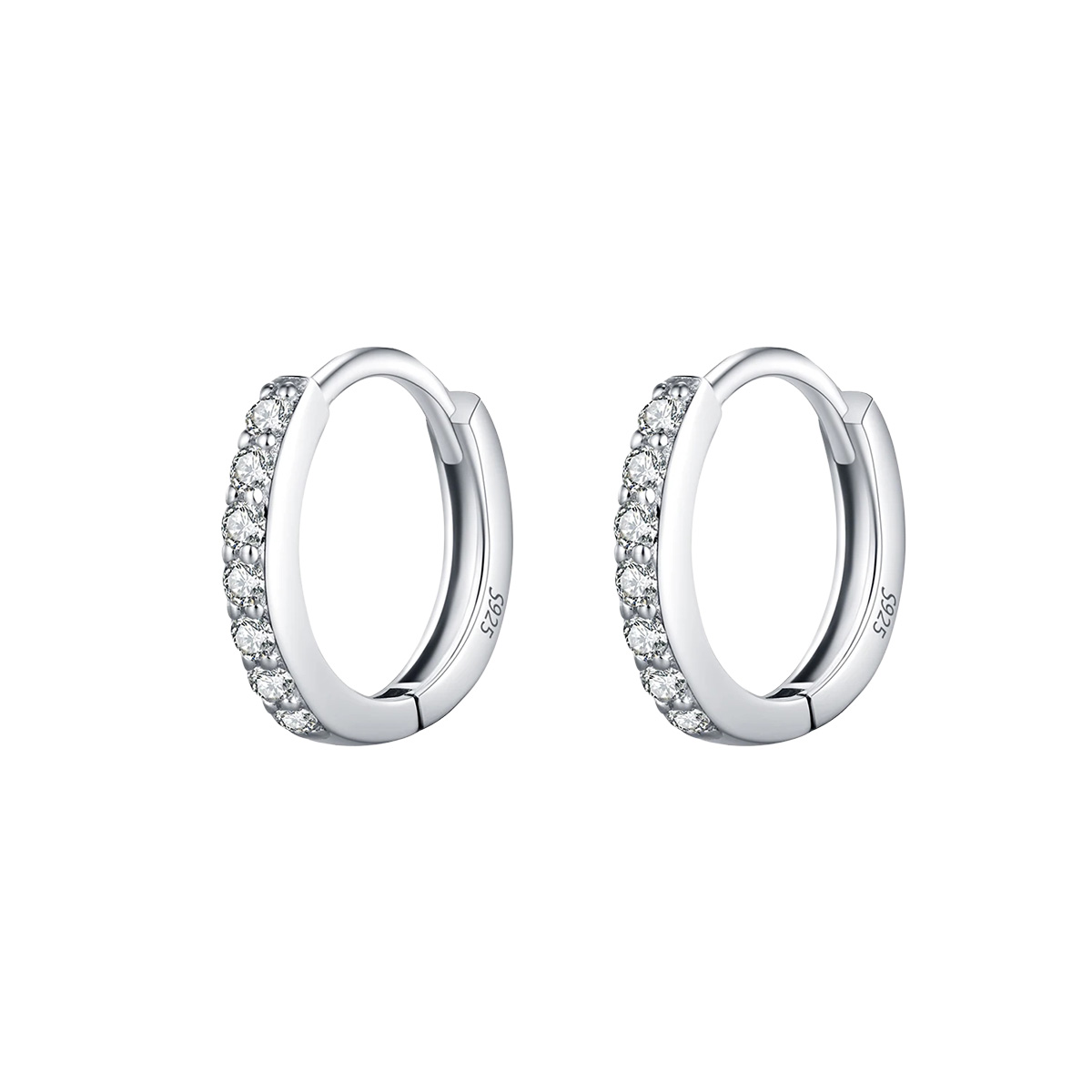 moissanite-eaarrings حلق فضة دائري مرصع بحجر مويسانيت الفاخر - الصورة 1