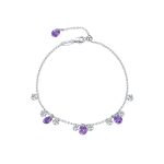 اسورة فضة بتصميم خرز مرصع بزركون بنفسجي مميز