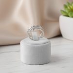 ⁦خاتم فضة 925 فاخر بتصميم ثلاثي الدوائر مرصع زركون لامع مقاس قابل للتعديل⁩ - الصورة ⁦3⁩