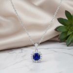 قلادة فضة 925 بحجر زركون أزرق ملكي فخم للمناسبات