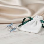 خاتم فضة 925 تصميم أوراق الصفصاف مرصع بزركون أزرق أنيق مقاس قابل للتعديل - الصورة 4