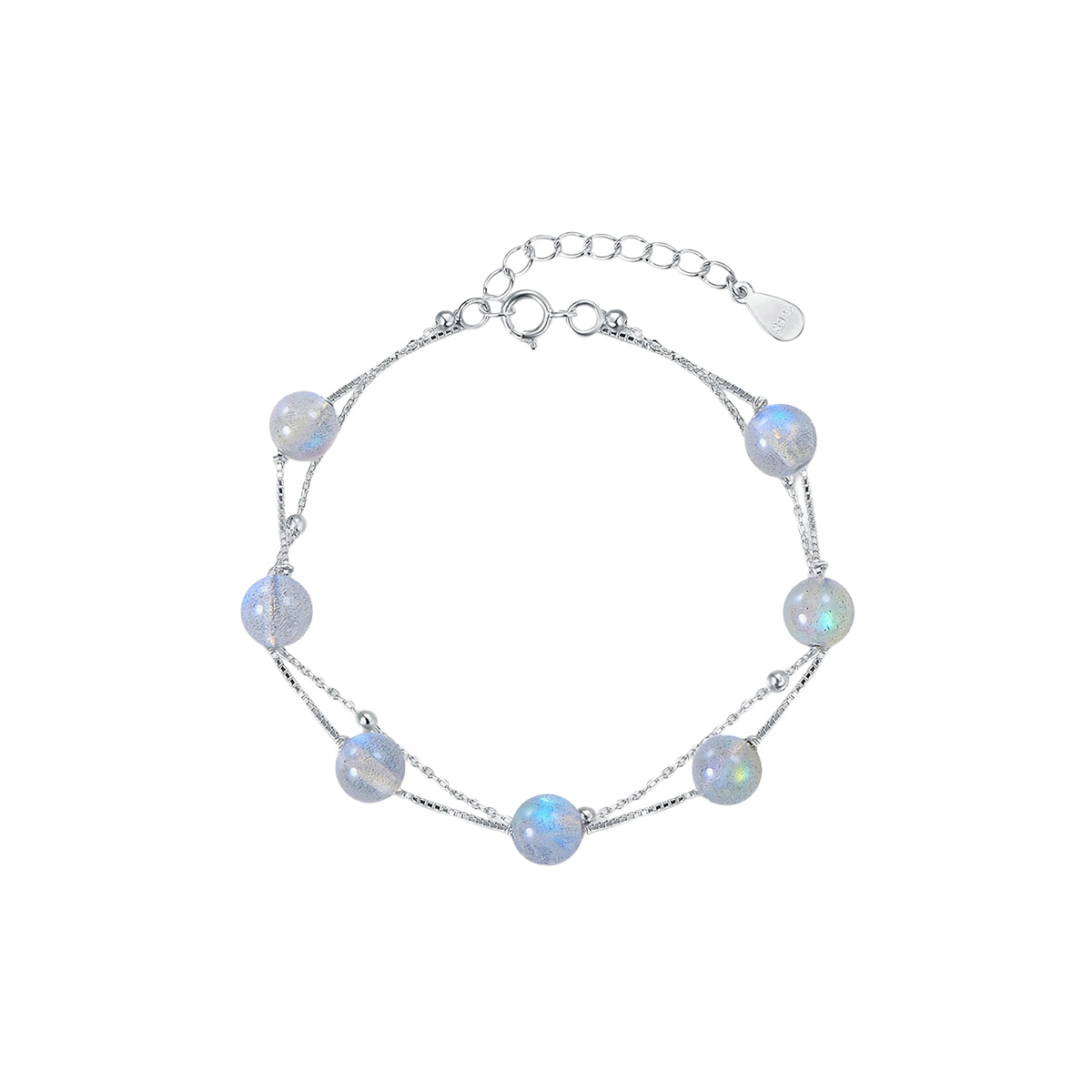 moon-stone-bracelet-1 اسورة كريستال القمر الطبيعي فضة إكسسوار نسائي فاخر - الصورة 1