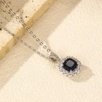 ⁦قلادة فضة بحجر زركون أزرق ملكي فخم للمناسبات⁩ - الصورة ⁦3⁩