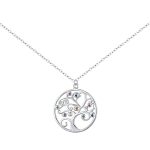 قلادة فضة بتصميم شجرة الحياة المرصعة بالزركون الملون اللامع